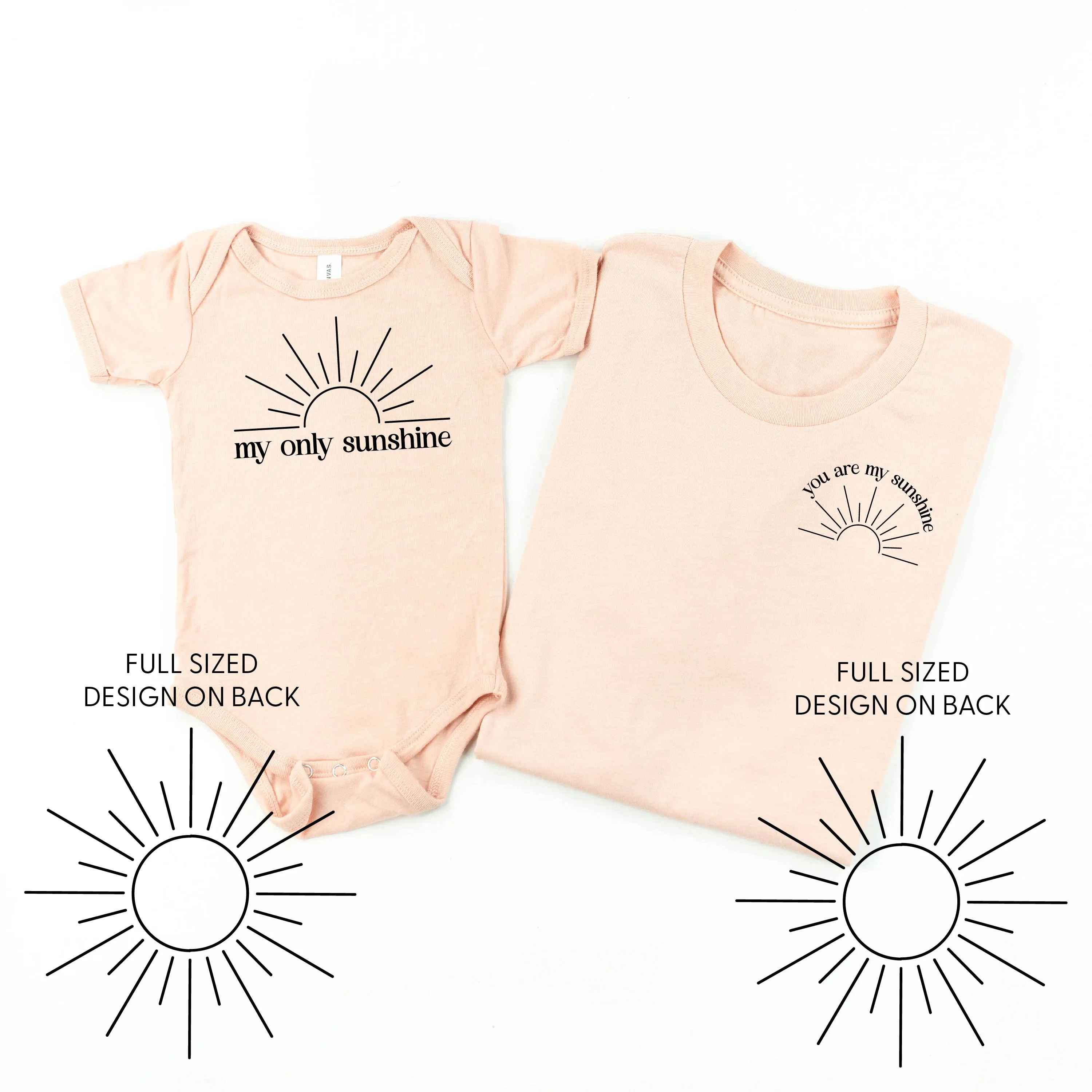 You are My Sunshine / My Only Sunshine with Full Sun on Back - Set of 2 Shirts